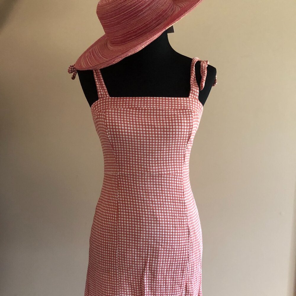 Sage The Label Coral Gingham Summer Dress